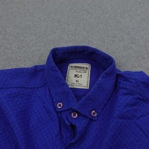 Mens Kimmen's‎ Button Down Seersucker Shirt Short Sleeve Blue Textured Casual XL